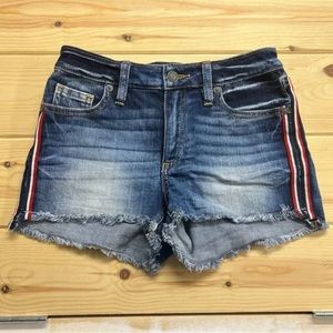 Miss Me Womens Denim Mid-Rise Shorts w/Stripes Size 24